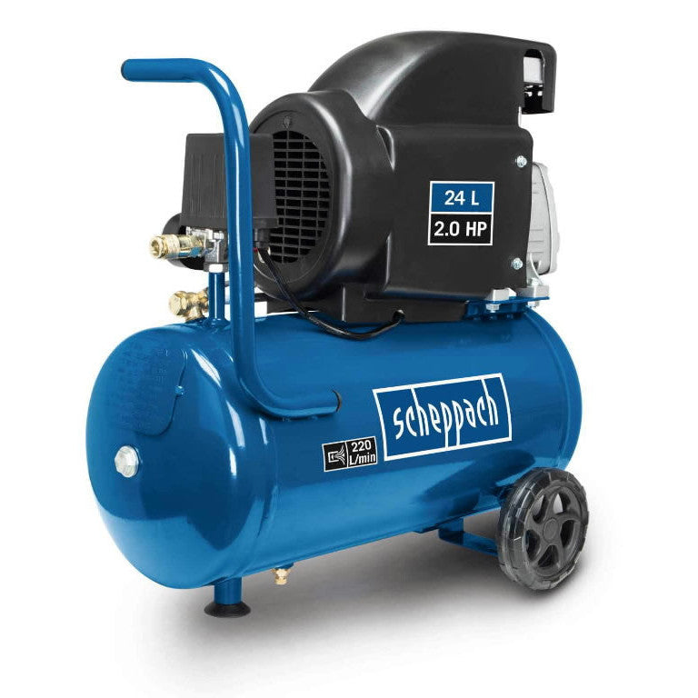 Scheppach HC26 Portable Electric Air Compressor 24L Tank 2.0 HP Oil-Lubricated